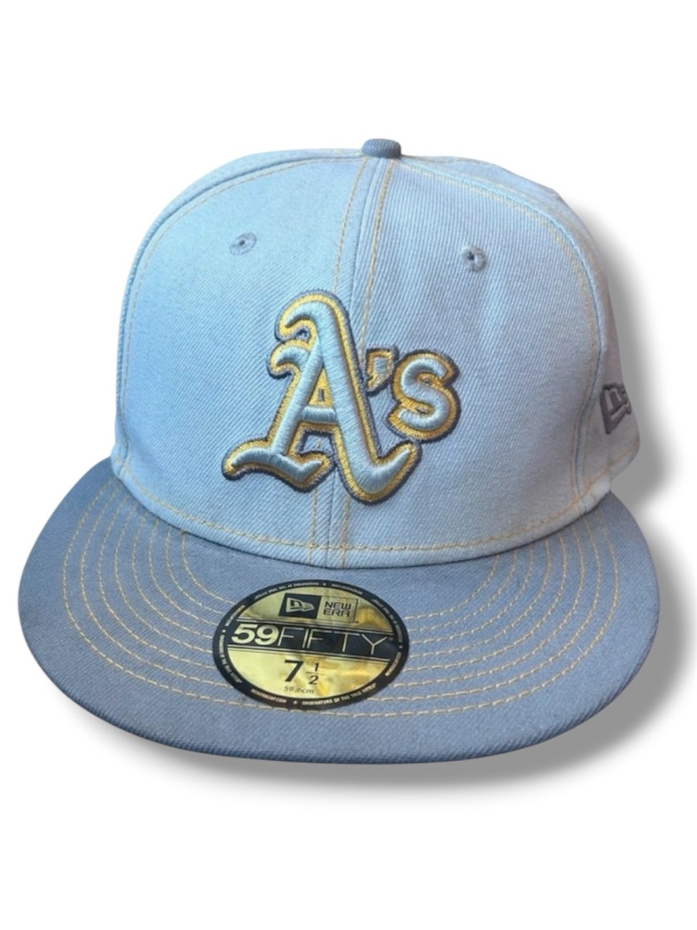 New Era 59Fifty MLB Oakland A’s Light Grey Fitted Hat w/ Silver & Gold Logo